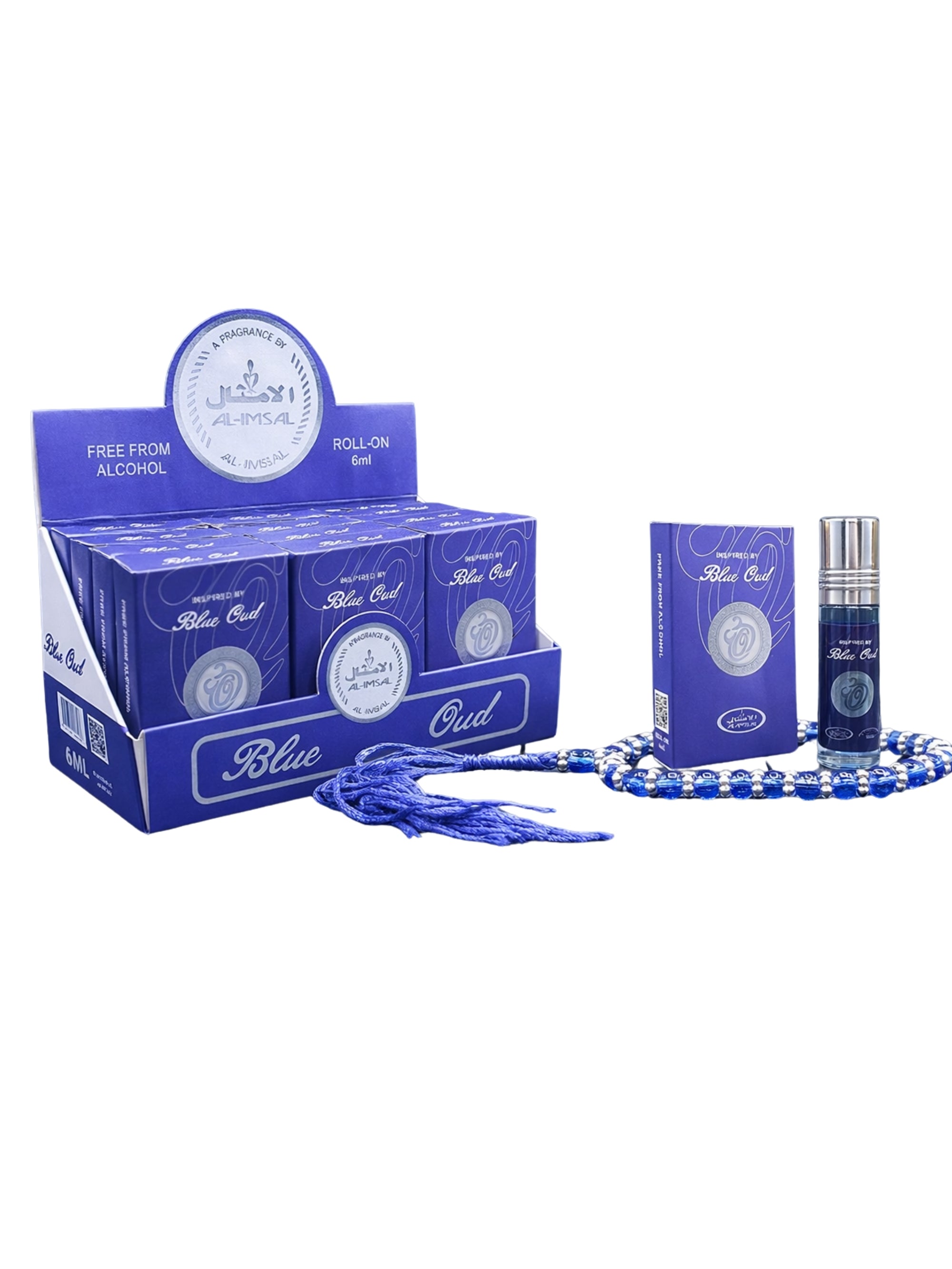 Blue Oud Pocket Attar 6ml Roll-On With Tasbeeh